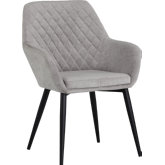 Jayna Dining Chair in Tufted Stone Fabric on Black Steel